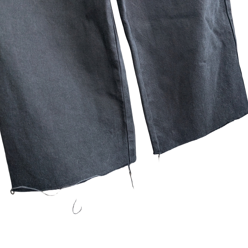Topshop MOTO Black Denim Wide Leg Jumpsuit Overalls Size 4 - Picture 6 of 12